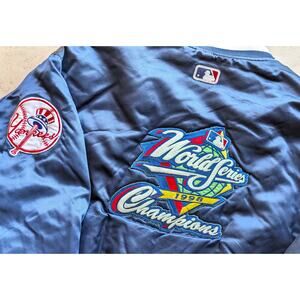 New York Yankees 1998 World Series STARTER satin bomber jacket L navy MLB vtg